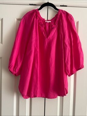 J. Jill Hot Pink Peasant Blouse
